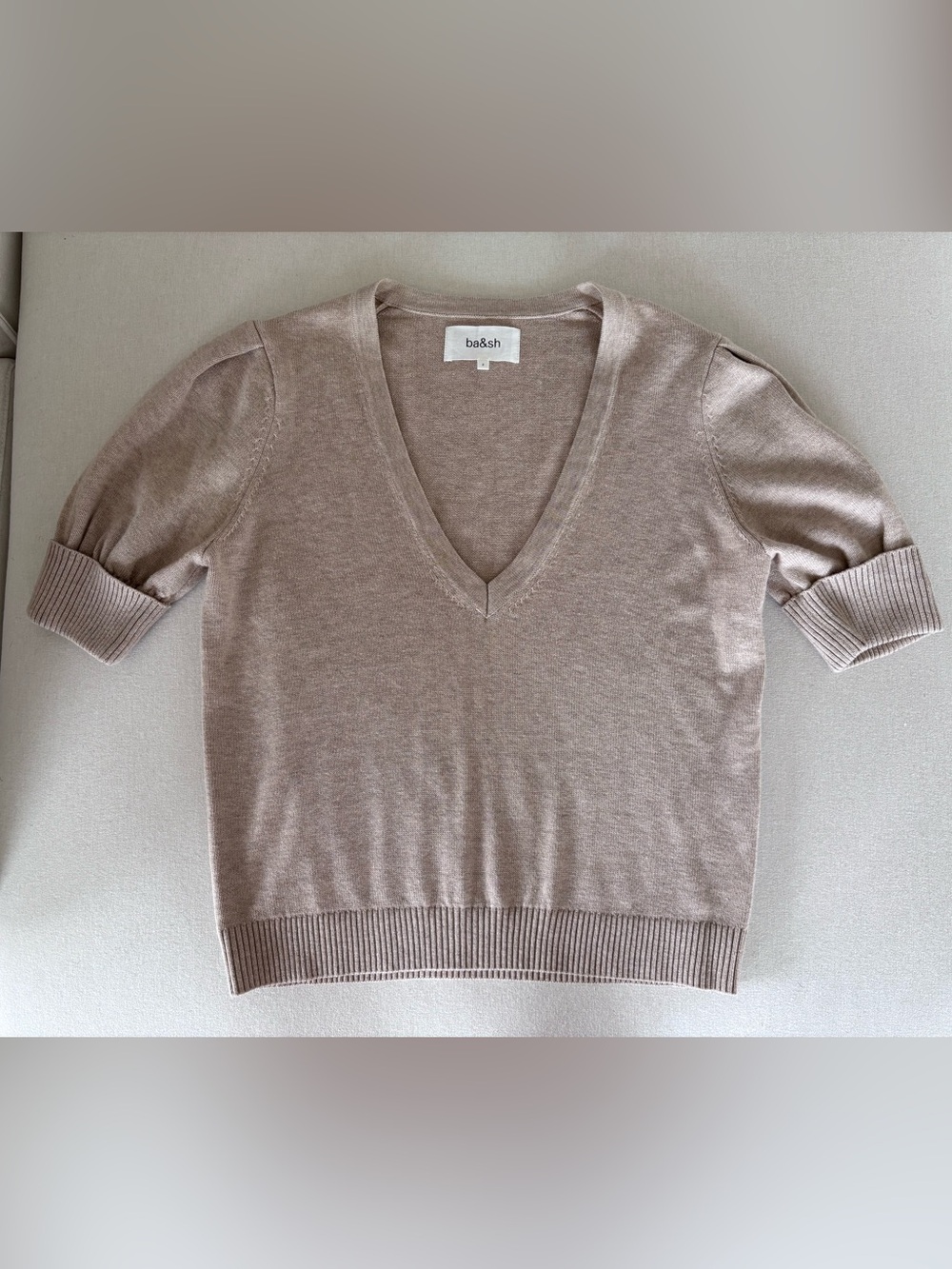 Ba&sh wool cotton Lady pullover v-neck t-shirt 2 M beige